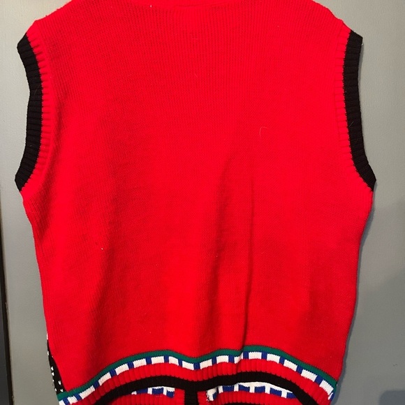 Vintage Over The Top Crazy Busy Ugly Christmas Sweater Vest Santa Snowmen M/L - Picture 3 of 3